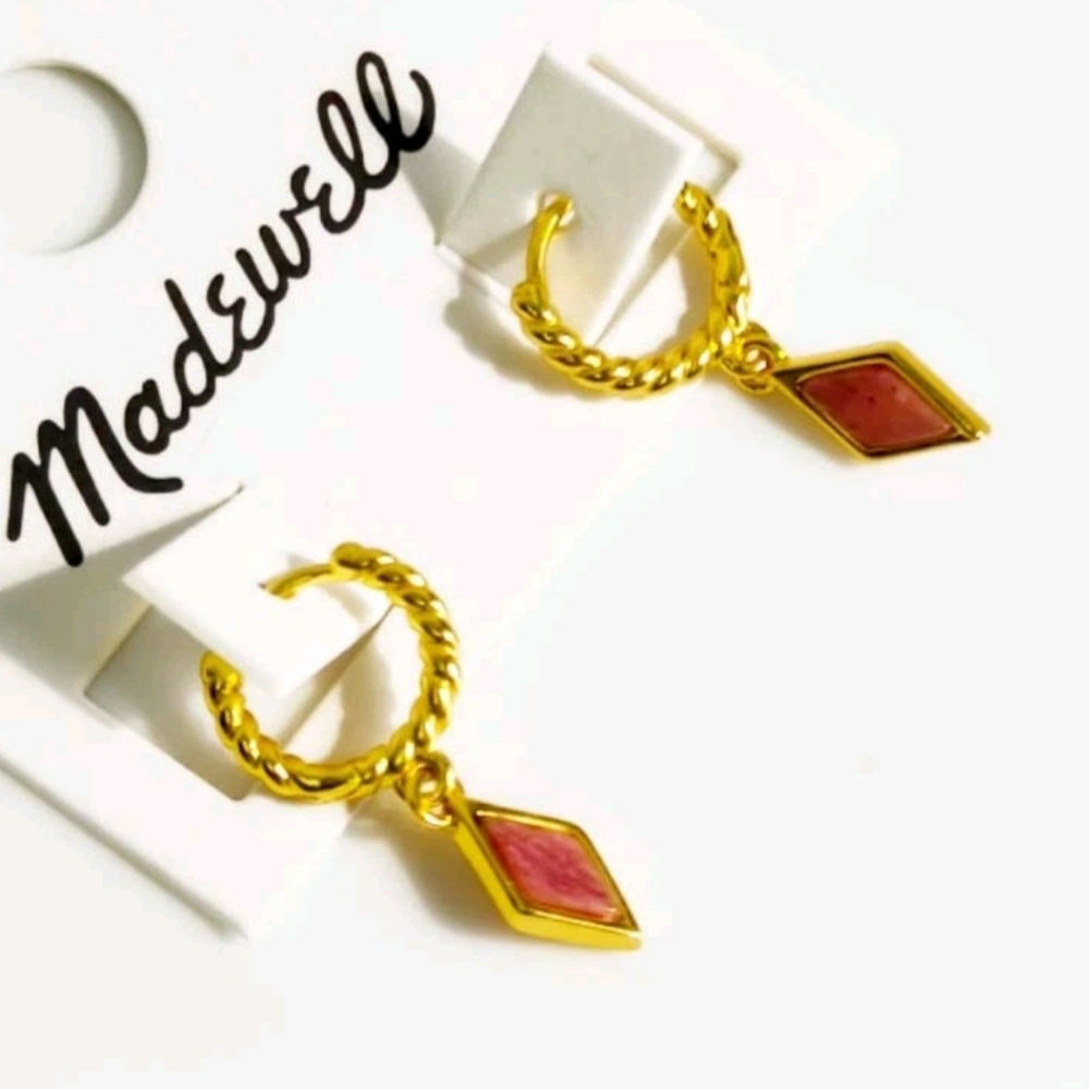 ✨️Madewell✨️Stone Collection Rhodonite  Small Hoops 💥💥